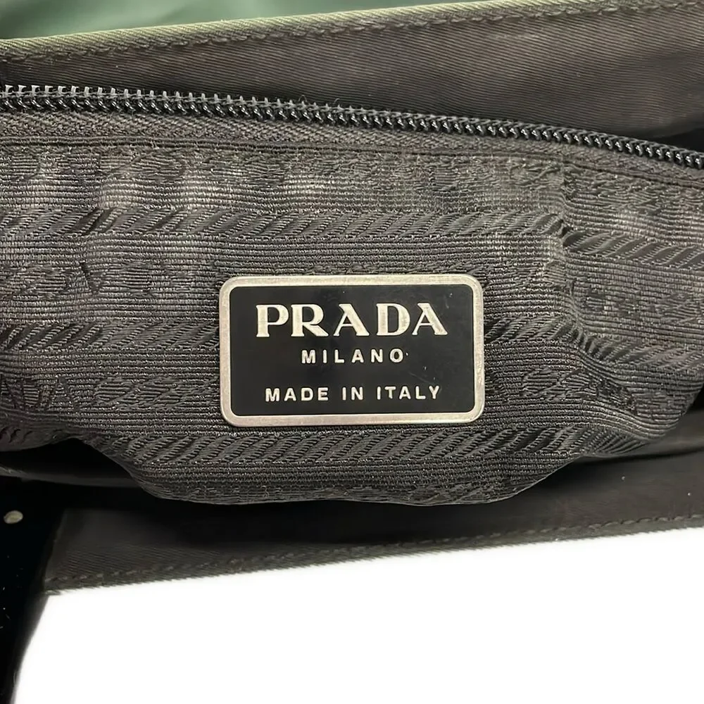 Prada Tote Bag B8367 Green Black Nylon Plastic